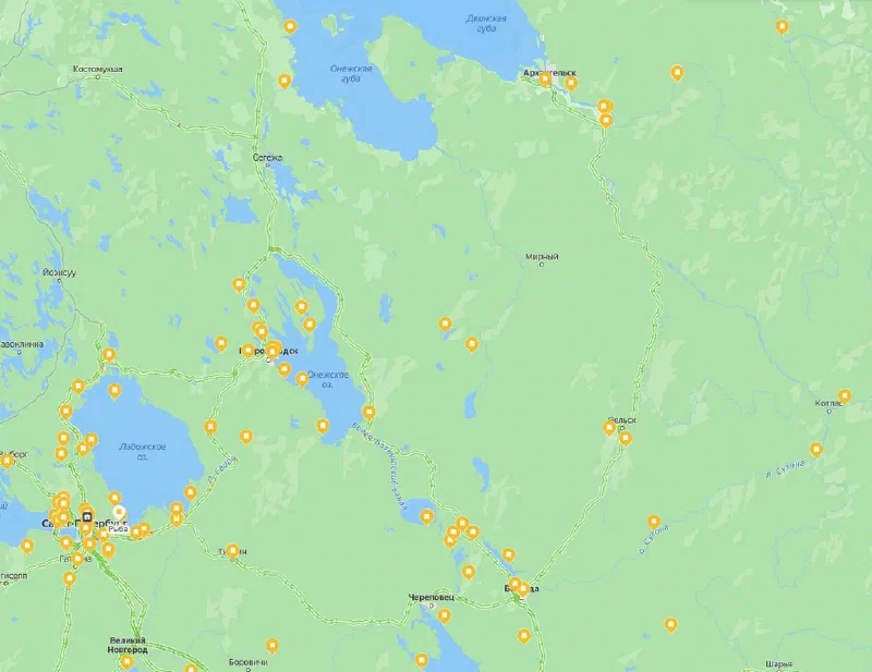 не так уж много закладок для интересных мест, но доехать же надо